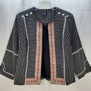 Rafaella Women's Woven Stripe Textured Embroidered Jacket M